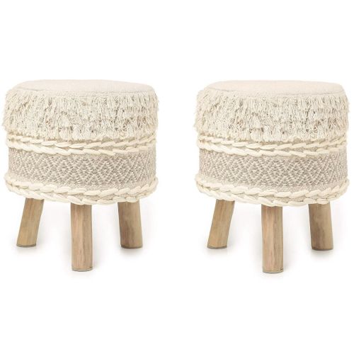 Otis | Small, Mini Button Footstool With Border - 30cm x 23cm | Vale  Footstools